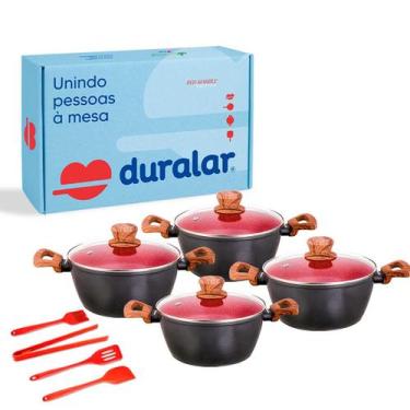 Imagem de Jogo Panelas 8 Peças Utensílios Silicone Vermelho Duralar