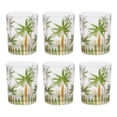 Imagem de Jogo 6 Copos baixos Em Cristal Wolff Palm Tree Hand Paint 340ml