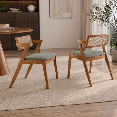 Imagem de Kit 2 Cadeiras Maciça Com Telinha Braço Oslo Luxo Imperial