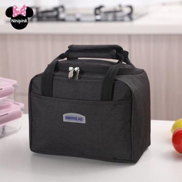 Imagem de Bolsa Térmica Fitness para Marmita OEM com Necessaire em Tecido Oxford 25x14x19cm Preto para Uso Diário