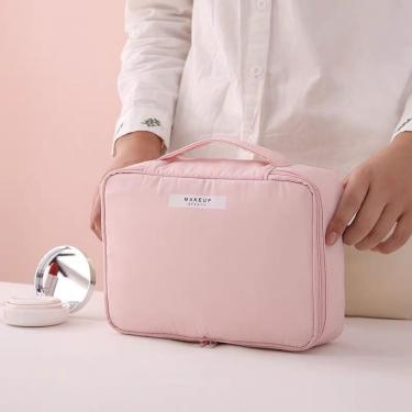 Imagem de Bolsa Cosmética OEM à Prova D'água Multifuncional Portátil 23cm X 16cm X 8.5cm Rosa para Viagem Feminino