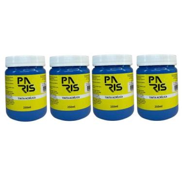 Imagem de Kit 4Tintas Acrílicas Paris Premium Azul Celeste 250ml