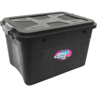 Imagem de Caixa Organizadora Multiuso Preta 20 Litros Tampa c Travas - Uninjet