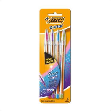 Imagem de Caneta esferografica cristal fina fashion 4 cores blister 530008 - bic