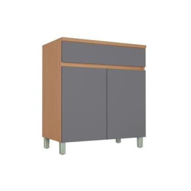 Imagem de Balcão Cozinha Nesher Realeza c/ 2 Portas 1Gav 80cm Carvalho/Titânio