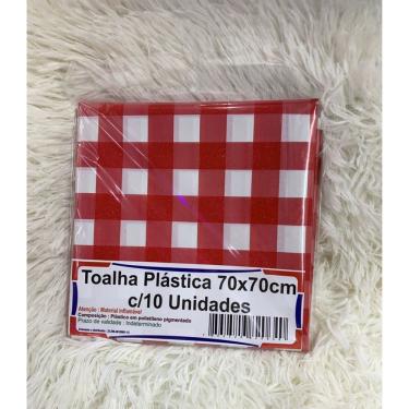 Imagem de Kit 10 Toalha De Mesa Lisa Plástica 70x70cm Para Aniversário Festa Casamento Xadrez Vermelha