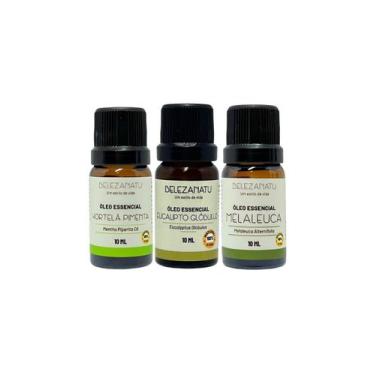 Imagem de Kit Óleos Essenciais Eucalipto, Melaleuca e Hortelã Pimenta 10ml Belez