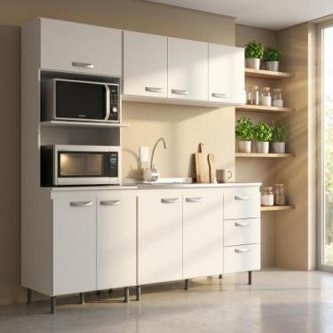 Imagem de Cozinha Compacta Ipanema 8 Portas 3 Gavetas Branca - Modern
