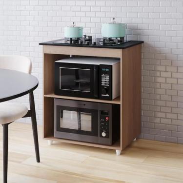 Imagem de Balcão Cooktop Lara 75cm Multiuso Para Cozinha Espaço Microondas - Mob