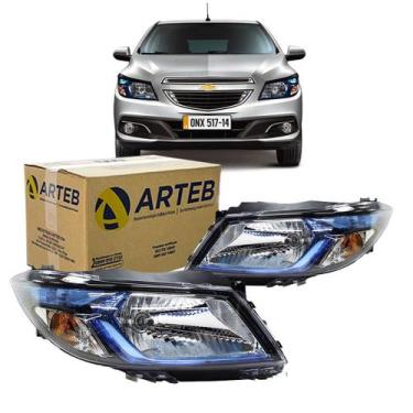 Imagem de Par Farol Mascara Negra Azul Arteb Onix prisma Kit2488
