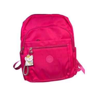 Imagem de Mochila Feminina Esportiva Casual Rosa Pink com Chaveiro Gato da Sorte