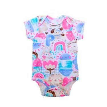 Imagem de Body de Manga Curta Estampado para Bebês Menina em Suedine Premium - U