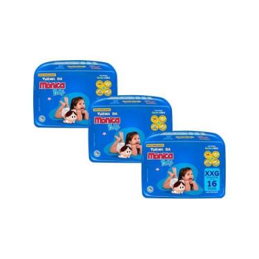 Imagem de Kit 3 Fraldas Turma da Mônica Baby Jumbo XXG com 16un cada