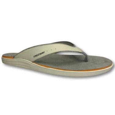 Imagem de Chinelo Masculino Couro Legítimo Free Way Confortável Casual, Branco, 
