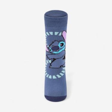 Imagem de Meia Lupo Disney Stitch Infantil Com Antiderrapante Azul, Azul, 30a36