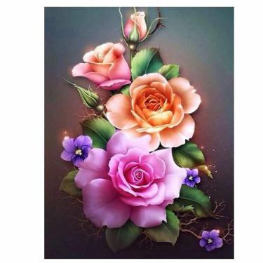 Imagem de Artesanato Pintura Com Diamante Diy 30x40 - rosas - PPSHOP