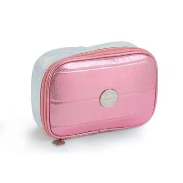 Imagem de Estojo box metalizada rosa / cinza - seanite, 1