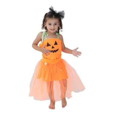 Imagem de Vestido Infantil Fantasia Menina Halloween Branco Abo Tiara - anjo da 