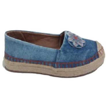 Imagem de Sandália Feminino Espadrille Valentina Jeans Macio Confortável, Jeans,