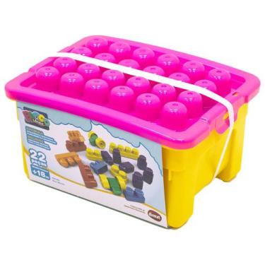 Imagem de Brinquedo Educativo Blocos de Montar 22pçs Dismat Box Block, Amarelo, 