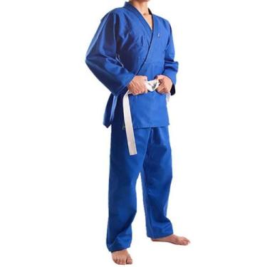 Imagem de Kimono Judo Gi Reforçado Brim Azul com Faixa Shiroi, A3, Azul, Unissex