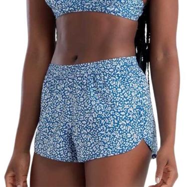 Imagem de Shorts Saída Praia Feminino Estampado She Poliéster Conforto, Azul az0