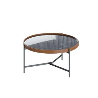 Imagem de Mesa de Centro Aqua 71 Marmorizado Preto com Grafite - Imcal Moveis - 