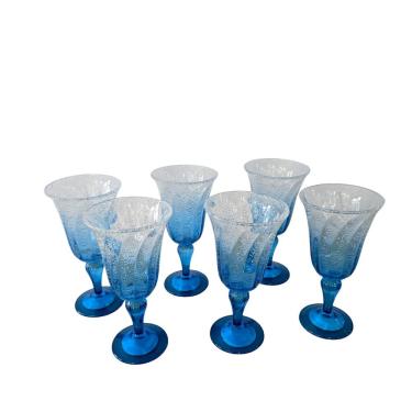 Imagem de Jogo com 6 Taças Acrílico Detalhes Bolhas para Bebidas 310ml Azul Degrade Entrecasa