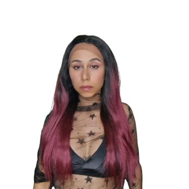 Imagem de Lace front lisa yaki leve longa fibra futura 70 cm