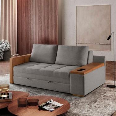 Imagem de Sofá Cama Casal 2 Lugares Linho Cinza Anis 159cm - Luxury Estofados