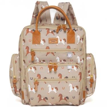 Imagem de Mochila de Maternidade MasterBag Urban Cavalinhos Bege, Creme