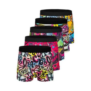 Imagem de Conjunto De 5 Boxers Masculinos Estampados, Confortáveis E Versáteis -