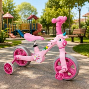 Imagem de Bicicleta Infantil Unicórnio Rosa Com Rodinhas Até 25kg 12M - Unitoys