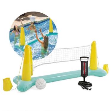 Imagem de Kit Esporte Vôlei Inflável Praia Piscina Voleibol Bomba de Ar Intex