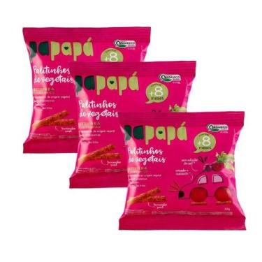 Imagem de Kit Palitinhos de Vegetais Beterraba e Grão-de-Bico Papapá - 3 Unidade