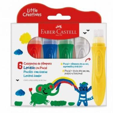 Imagem de Tinta guache pincel Jumbo Little Creatives com 6 cores 164004 - Faber-