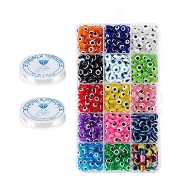 Imagem de Newmind 450 peças de contas de olho turco feitas à mão com contas de resina, berloques redondos de olho turco para fazer joias e artesanato
