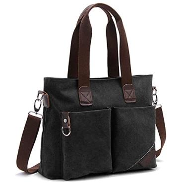 Imagem de ToLFE Bolsa feminina de ombro com alça superior, Preto (grande), Large: (L)14.57"x(W)6.3"x(H)12.2"