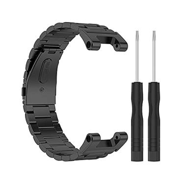 Imagem de Beyamis Pulseira de aço inoxidável compatível com Huami Amazfit T-Rex e T-Rex Pro, Pulseira de substituição para pulseiras de pulso de metal série Huami, Preto, 14mm