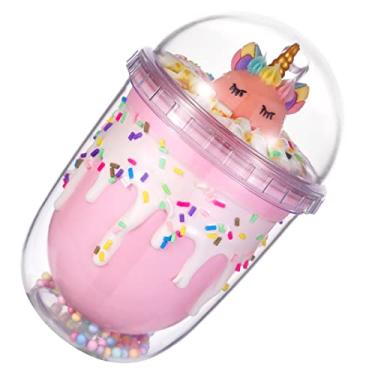 Imagem de Copo de viagem de pata de gato com canudo rosa copo de festa copo de gelo congelante caneca de presente para aniversário (creme unicórnio rosa P, 350 ml)