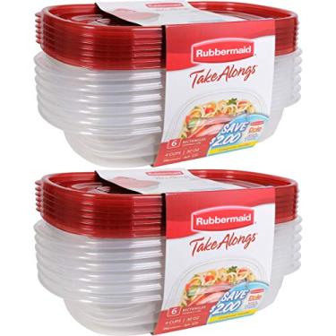 Imagem de Rubbermaid Take Alongs Food Storage Container, 4-Cup Rectangle, Set of 12, (12 Pack), Red