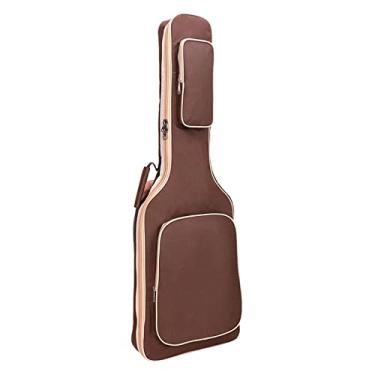 Imagem de Generic Bolsa Oxford para guitarra elétrica, mochila 7mm algodão com alças ajustáveis com bolsos organizador bolsa gig bolsa baixo desempenho bolsa, CAFÉ