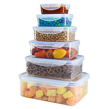 Imagem de Food Storage Plastic Containers with Locking Lids, Leak Proof, Airtight, Nested, Set Of 6 BPA Free Dishwasher and Freezer Safe