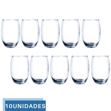 Imagem de 10 Copos Vidro Duravel Transparente Redondo 465ml Aruba Nadir