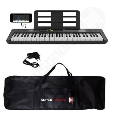 Imagem de Kit Teclado Musical CASIOTONE LK-S250 CASIO Preto Teclas Iluminadas APP Chordana Play + Capa