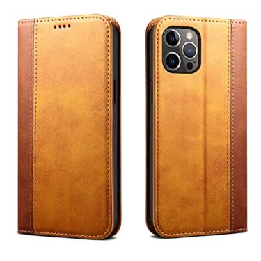 Imagem de Capa para iPhone 13/13 Pro/13 Pro Max, Capa carteira vintage Suporte para cartão Capa de couro fólio flip magnética integrada, Marrom, 13pro 15,1 cm