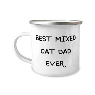 Imagem de Presentes de gato misturados motivacionais, o melhor pai de gato misturado de todos os tempos, linda caneca de Natal de 355 ml para amantes de gatos