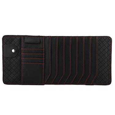 Imagem de Senyar Bolsa de armazenamento de CD multifuncional para carro, suporte organizador de CDs, couro PU, cartão de disco, bolsa de armazenamento preta