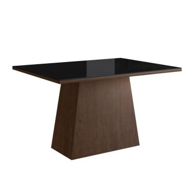 Imagem de Mesa para Sala de Jantar 120x90cm com Vidro Lapidado Móveis Zamarchi Marrom/Preto