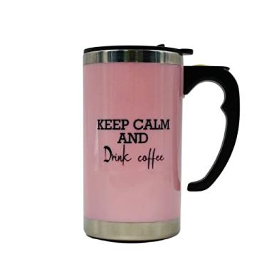 Imagem de Caneca Mixer Misturadora Inox 450 ml Com Tampa A Pilha Com Frases (Rosa)
